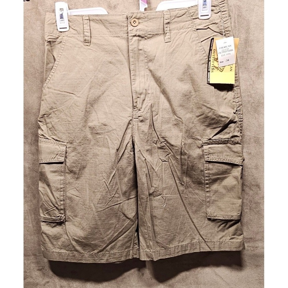 American Legend Outfitters Mens Khaki Ripstop Cargo Shorts Size 34 NWT Tan